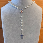 Marian Blue And White Rosary Necklace Urn