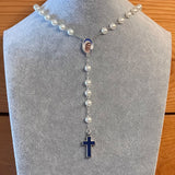 Marian Blue And White Rosary Necklace Urn