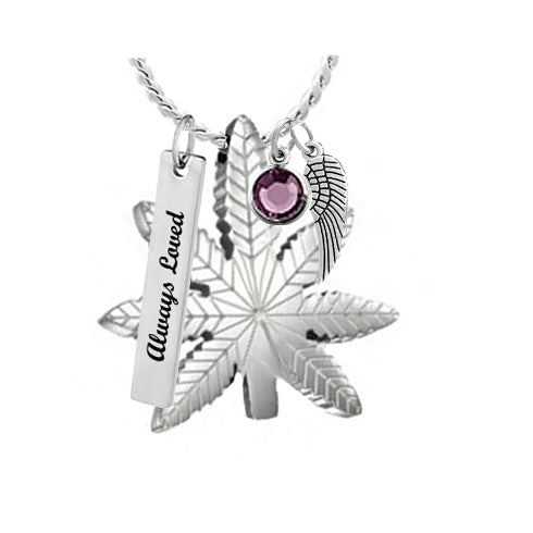 Marijuana Leaf Pendant Urn - Love Charms Option