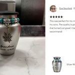Marijuana Leaf Silver Keepsake Urn - Love Charms® Option