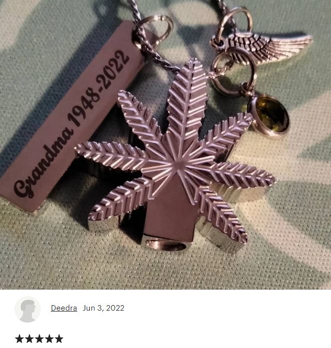 Marijuana Leaf Pendant Urn - Love Charms® Option