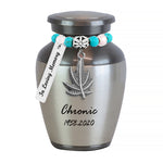 Marijuana Leaf Silver Keepsake Urn - Love Charms® Option
