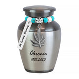 Marijuana Leaf Silver Keepsake Urn - Love Charms® Option
