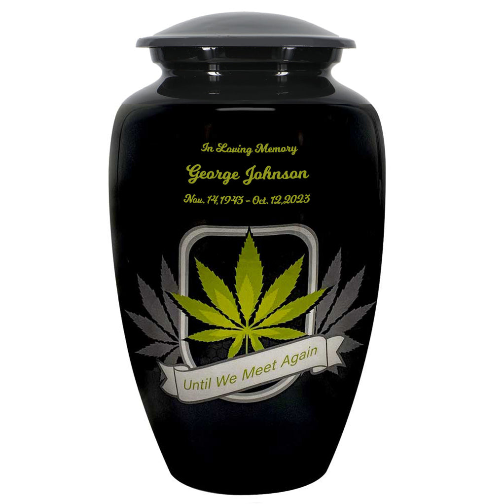 Until We Meet Again Marijuana Medium or Adult Urn - Tribute Wreath™ - Pro Personalization - Burial Vault Option