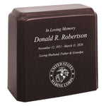 United States Marine Corps Cultured Marble Niche Cremation Urn - 12 Color Choices - Vault Option