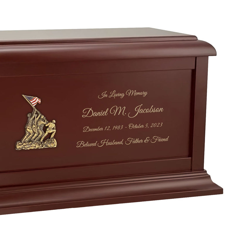 US Marine Corps Courage Cremation Urn - Adult Wood Urn