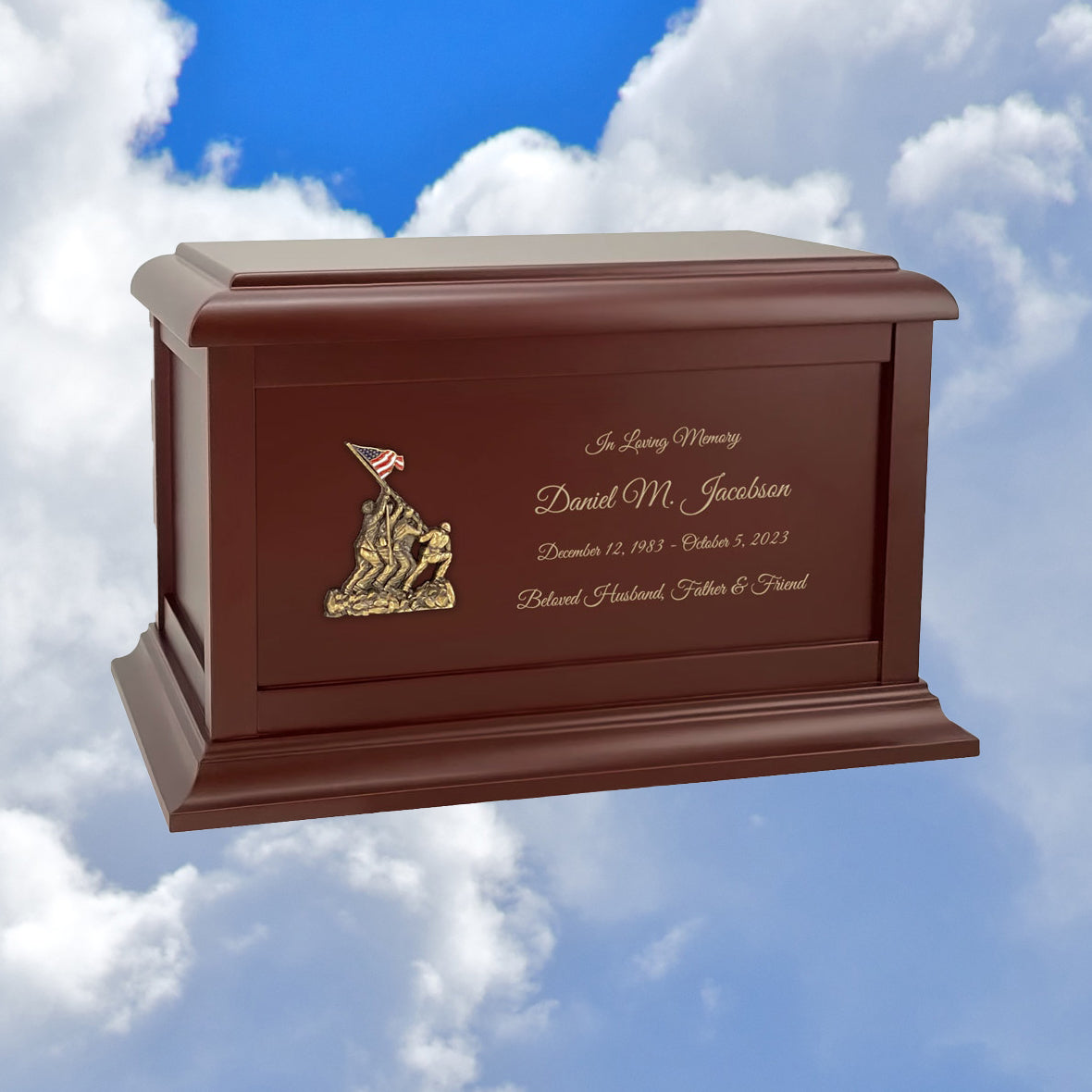 US Marine Corps Courage Cremation Urn - Adult Wood Urn