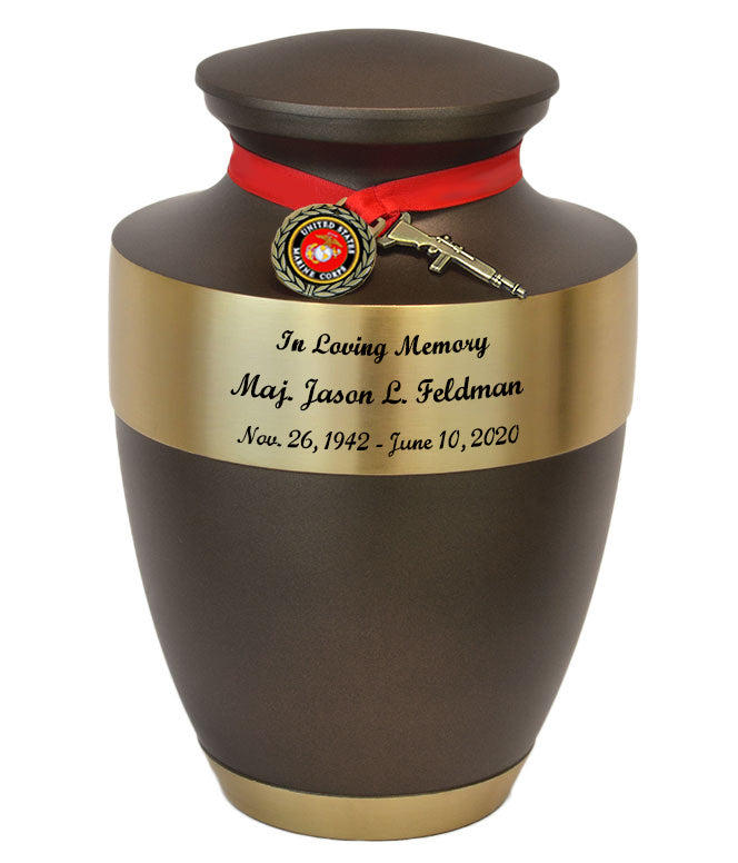 US Marine Corps Master Rifle Cremation Urn - Adult Military Marine Rifle Urn - Pro Diamond Engraving