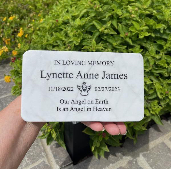 Genuine White Marble Marker - Free Engraving & Icon