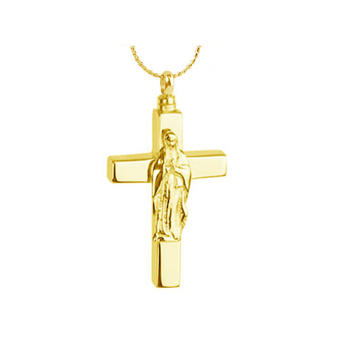 Mary on the Cross Gold Ash Urn - Love Charms™ Option 