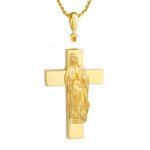 Mary On The Cross 10kt or 14KT Gold Cremation Jewelry Urn - SHIPS NOW