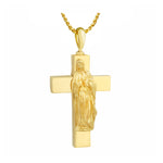 Mary On The Cross 10kt or 14KT Gold Cremation Jewelry Urn - SHIPS NOW