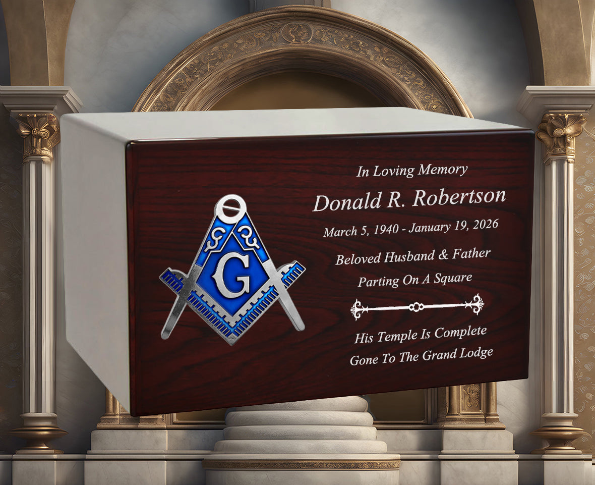 Masonic & OES Emblem Wood Cremation Urns - Free Laser Engraving