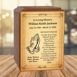 Mechanics Prayer Wood Cremation Urn - Photo Option or Praying Hands