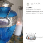 Photo Medallion Urn Name Plates - Birth & Passing Stone Option