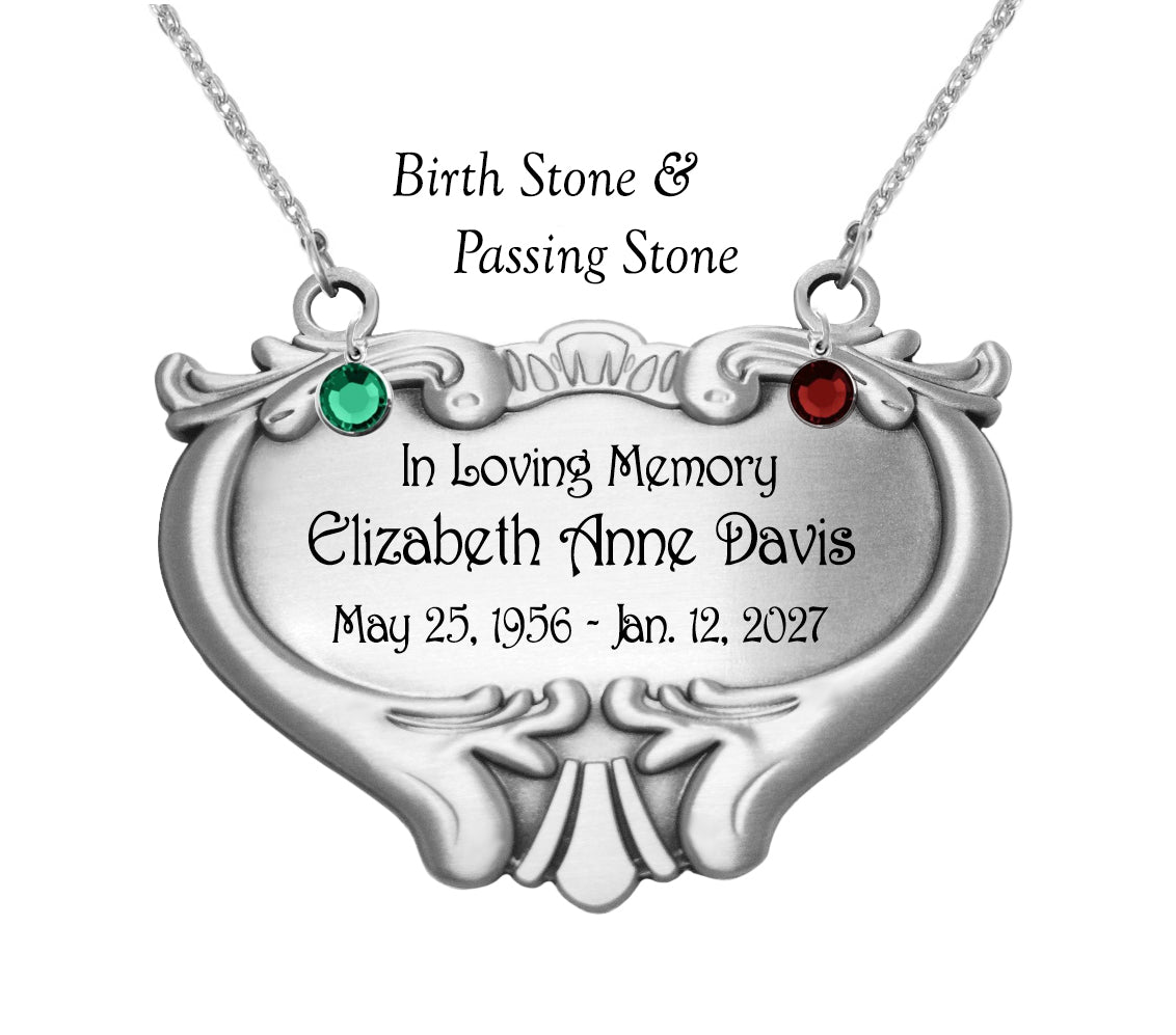 Heart Medallion Urn Name Plate - Birth & Passing Stone Option