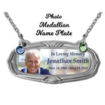 Photo Medallion Urn Name Plates - Birth & Passing Stone Option