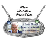 Photo Medallion Urn Name Plates - Birth & Passing Stone Option