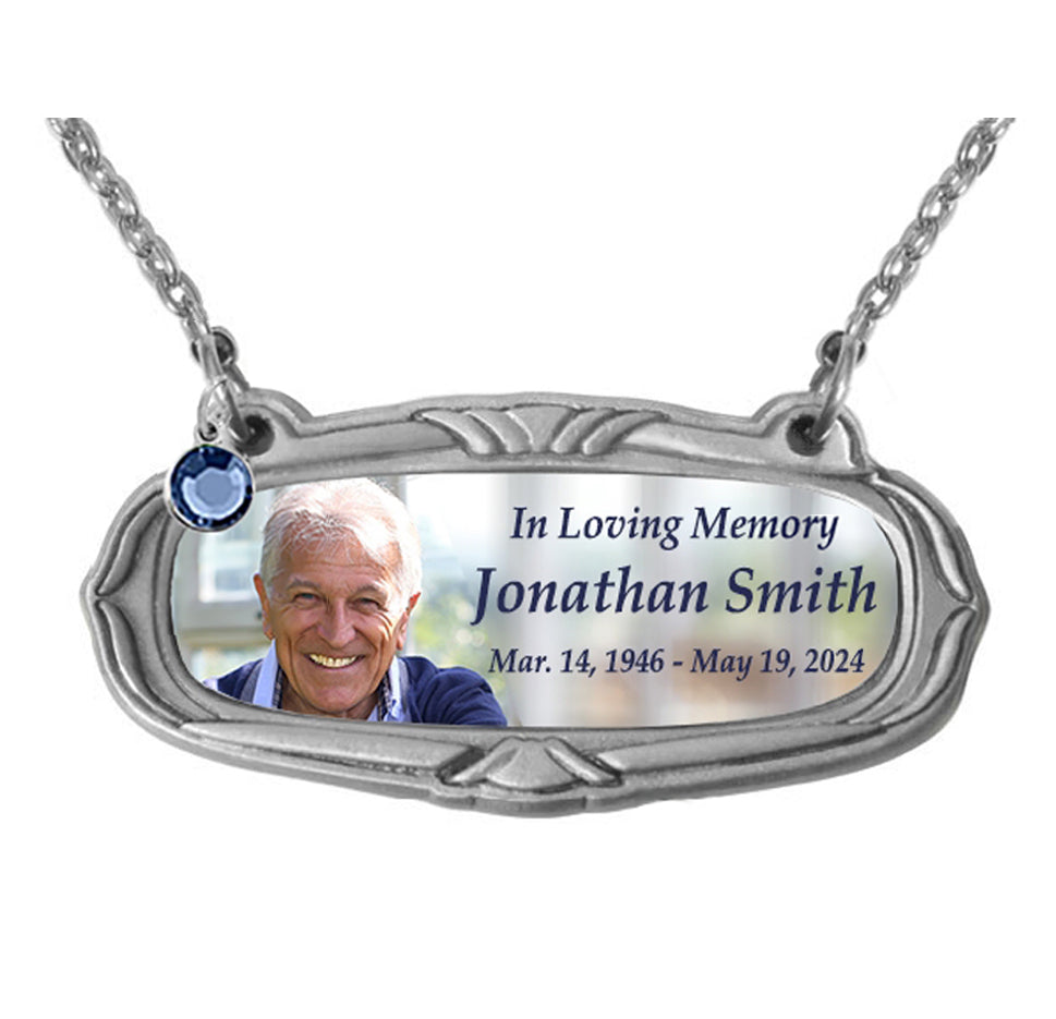 Photo Medallion Urn Name Plates - Birth & Passing Stone Option