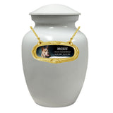 Pet Photo Gold Medallion Urn Name Plate - Dog or Cat