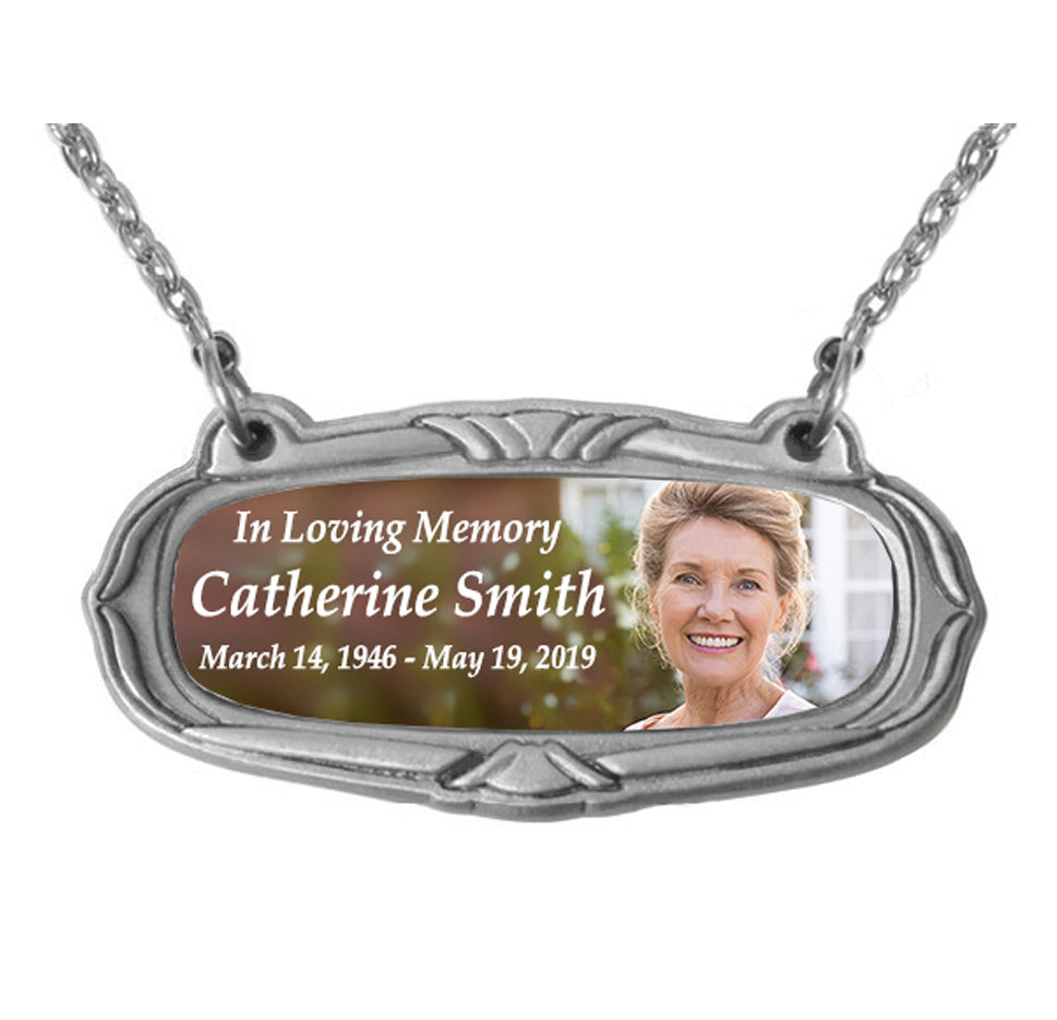 Photo Medallion Urn Name Plates - Birth & Passing Stone Option