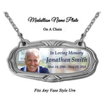 Photo Medallion Urn Name Plates - Birth & Passing Stone Option