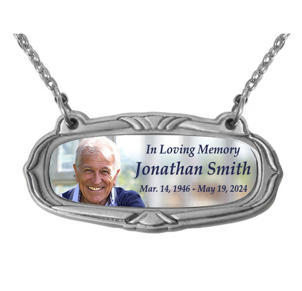 Photo Medallion Urn Name Plates - Birth & Passing Stone Option