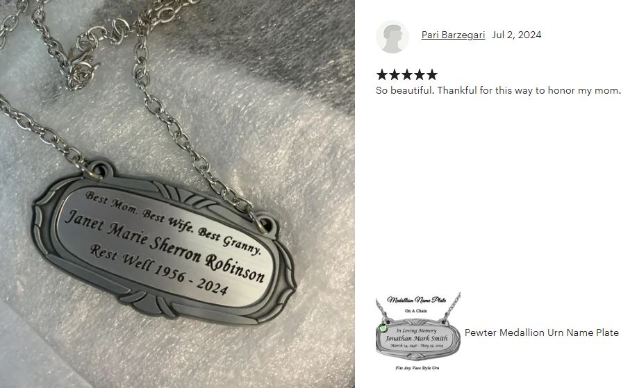 Pewter Medallion Urn Name Plates - Birth & Passing Stone Option