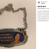 Photo Medallion Urn Name Plates - Birth & Passing Stone Option