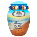Always In Our Hearts Beach Medium or Adult Urn - Tribute Wreath™ - Pro Personalization - Burial Vault Option