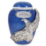 Medium On Eagle's Wings Blue Urn - Pro Laser Engraving