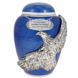Child On Eagle's Wings Blue Urn - Pro Laser Engraving