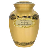 Dog Brass Wolf Urn Photo Plate - Engraved Plate and Dog Bone Tag Options