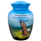 Eagle In Flight Medium or Adult Cremation Urn - Tribute Wreath™ - Pro Personalization - Burial Vault Option