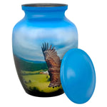 Eagle In Flight Medium Cremation Urn - Tribute Wreath™ Option - Pro Sand Carved Engraving
