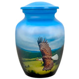 Eagle In Flight Medium Cremation Urn - Tribute Wreath™ Option - Pro Sand Carved Engraving