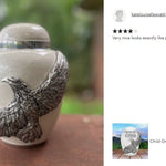 Medium On Eagle's Wings White Urn - Pro Laser Engraving