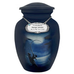 Fisherman Silhouette Medium Cremation Urn - Tribute Wreath™ Option - Pro Sand Carved Engraving