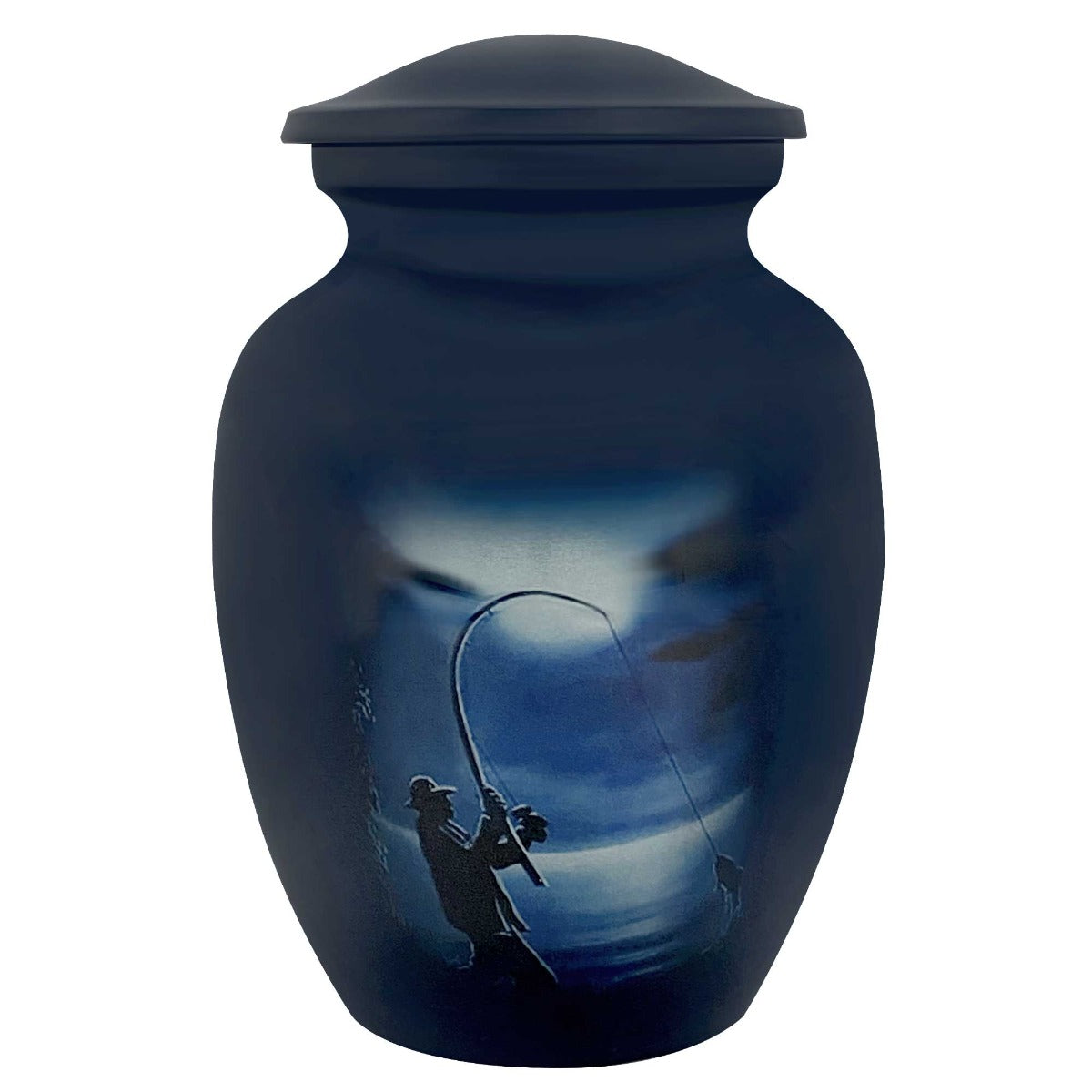 Fisherman Silhouette Medium Cremation Urn - Tribute Wreath™ Option - Pro Sand Carved Engraving