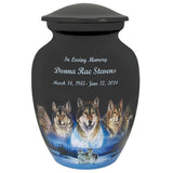 Five Wolves Moon Medium or Adult Cremation Urn - Tribute Wreath™ - Pro Personalization - Burial Vault Option 