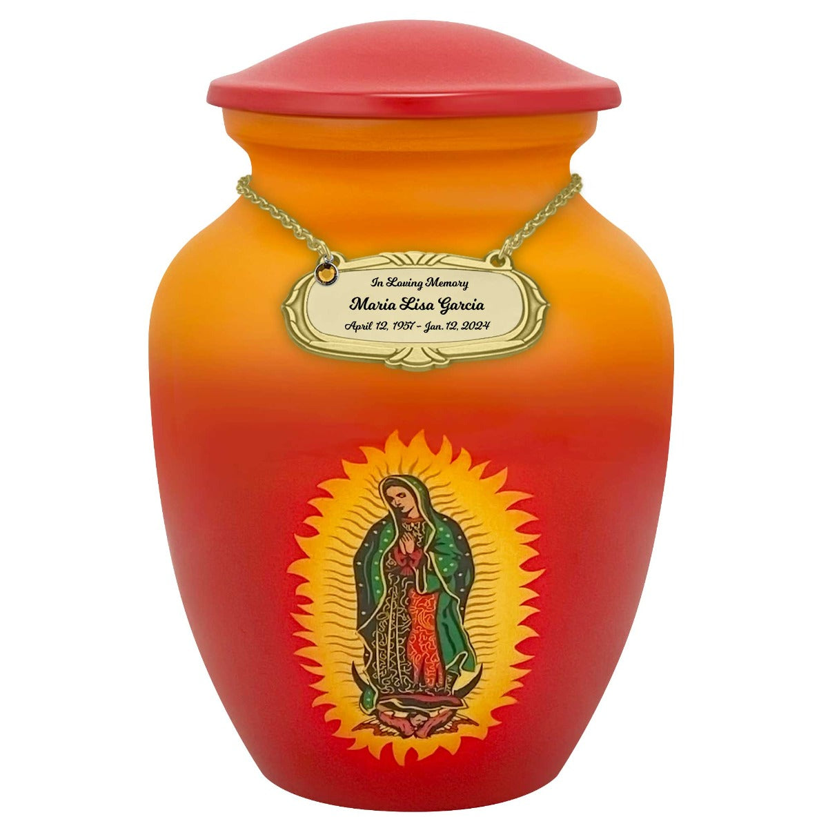 Guadalupe Medium or Adult Cremation Urn - Tribute Wreath™ - Pro Personalization - Burial Vault Option