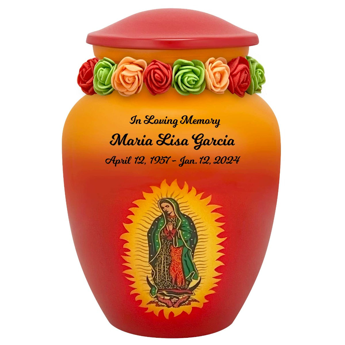 Guadalupe Medium Cremation Urn - Tribute Wreath Option™ - Medallion Name Plate Option