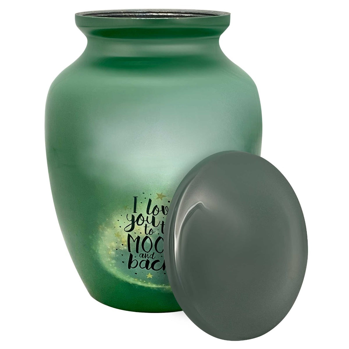 I Love You To The Moon And Back Medium Cremation Urn - Tribute Wreath™ Option - Pro Sand Carved Engraving