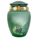 I Love You To The Moon And Back Medium Cremation Urn - Tribute Wreath™ Option - Pro Sand Carved Engraving
