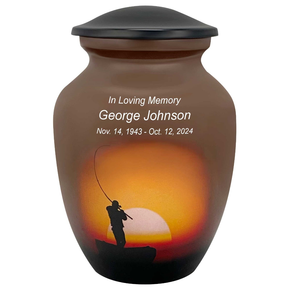 Lake Fishing Medium or Adult Cremation Urn - Tribute Wreath™ Option - Pro Personalization - Burial Vault Option
