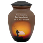 Lake Fishing Medium Cremation Urn - Tribute Wreath™ Option - Pro Sand Carved Engraving