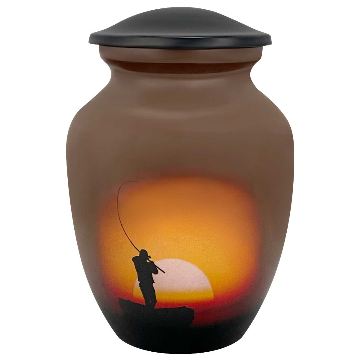 Lake Fishing Medium Cremation Urn - Tribute Wreath™ Option - Pro Sand Carved Engraving