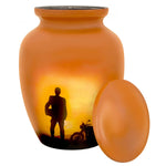 Motorcycle Rider Silhouette Medium Urn - Tribute Wreath Option™ - Pro Sand Carved Engraving
