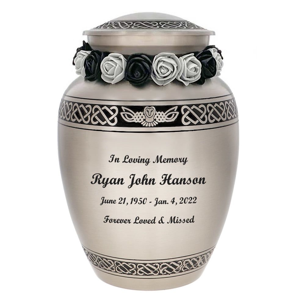 Flying Owl Medium Urn Tribute Wreath™ - Pro Diamond Engraving