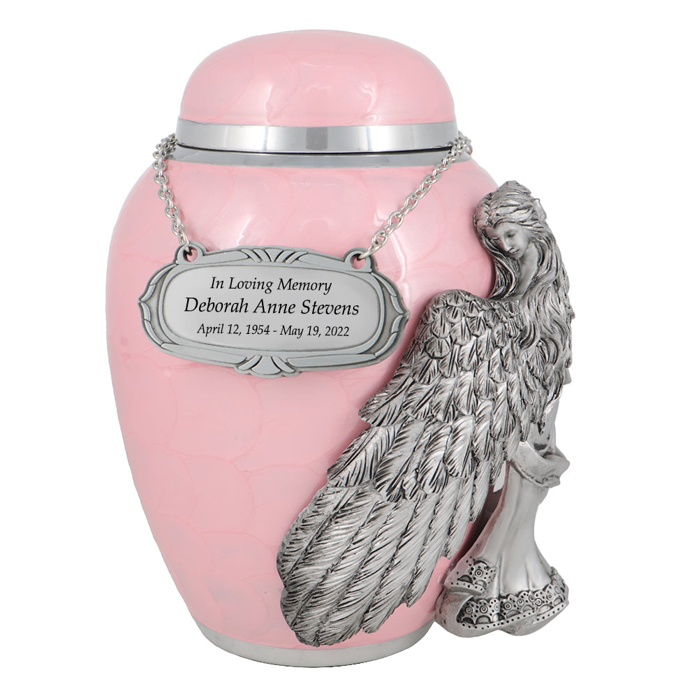Medium Wings of an Angel Pink Urn - Pro Laser Engraving